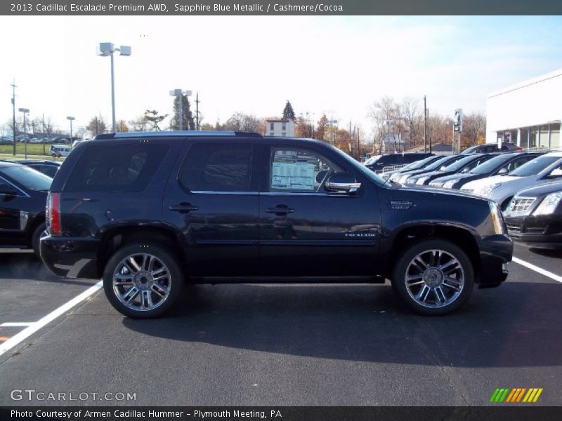 Sapphire Blue Metallic / Cashmere/Cocoa 2013 Cadillac Escalade Premium AWD