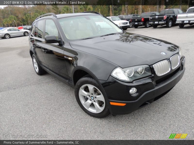 Black Sapphire Metallic / Sand Beige 2007 BMW X3 3.0si