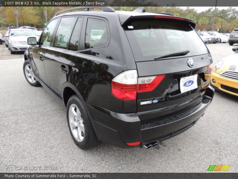 Black Sapphire Metallic / Sand Beige 2007 BMW X3 3.0si