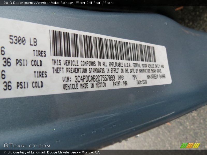 Winter Chill Pearl / Black 2013 Dodge Journey American Value Package