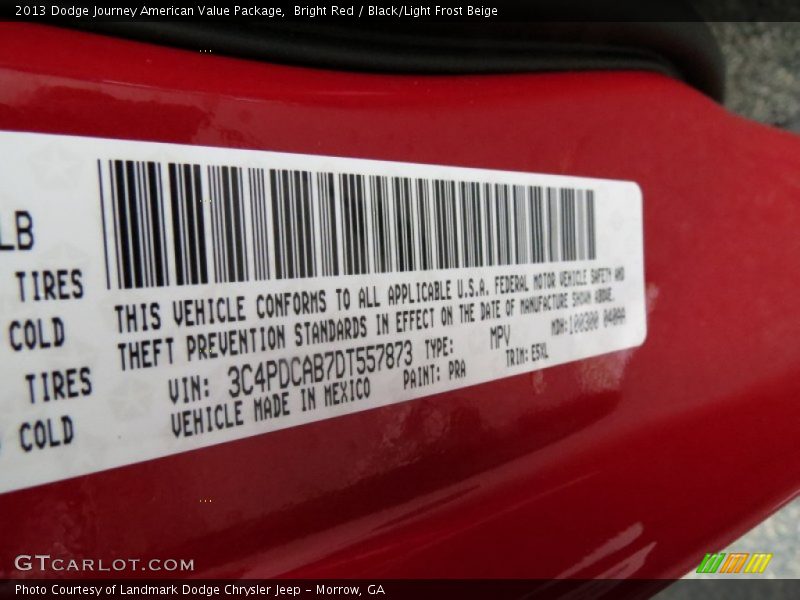 Bright Red / Black/Light Frost Beige 2013 Dodge Journey American Value Package
