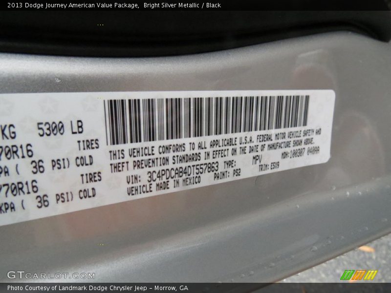 Bright Silver Metallic / Black 2013 Dodge Journey American Value Package
