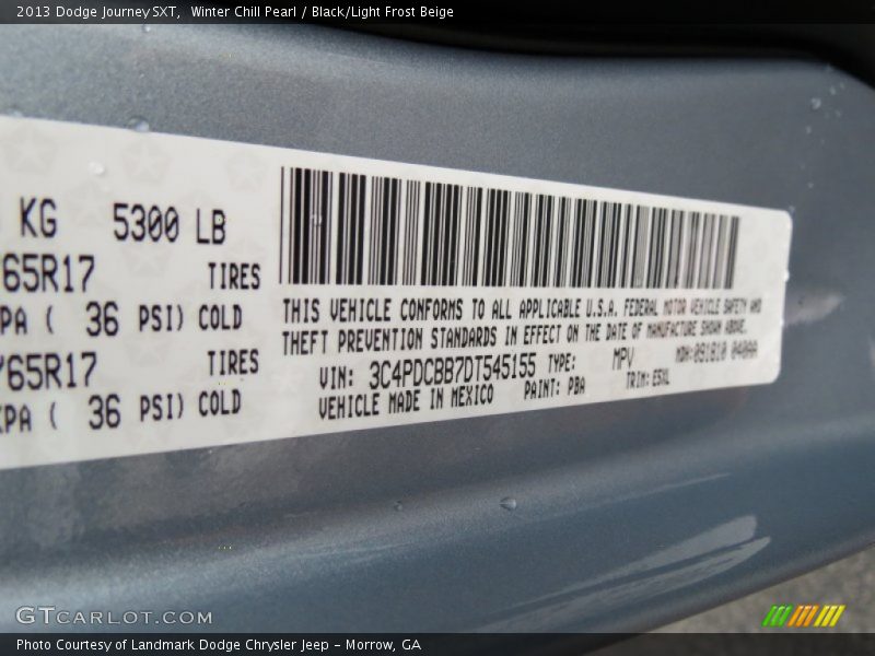 Winter Chill Pearl / Black/Light Frost Beige 2013 Dodge Journey SXT