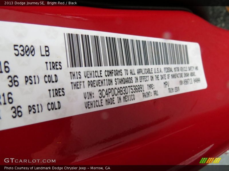 Bright Red / Black 2013 Dodge Journey SE