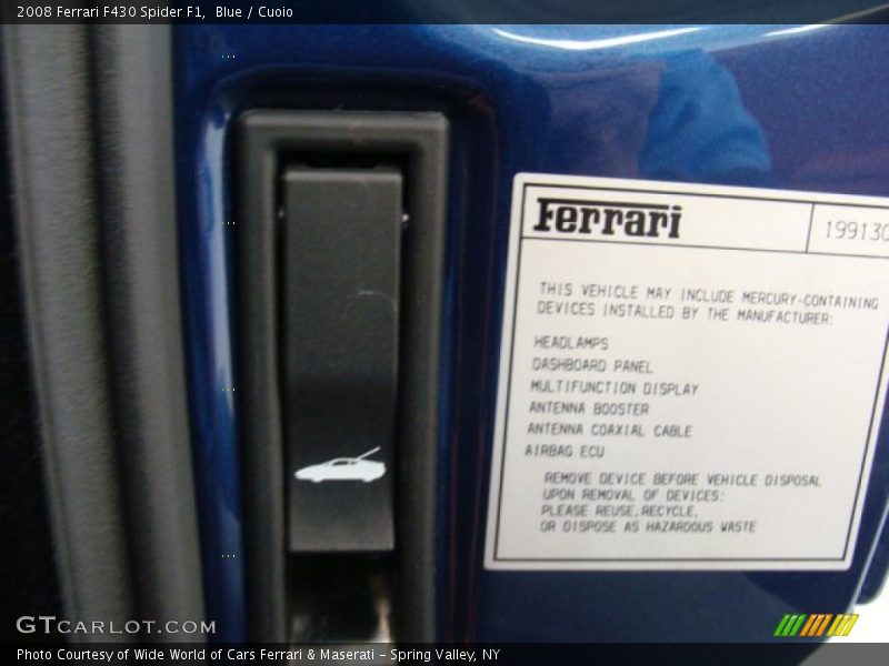 Blue / Cuoio 2008 Ferrari F430 Spider F1