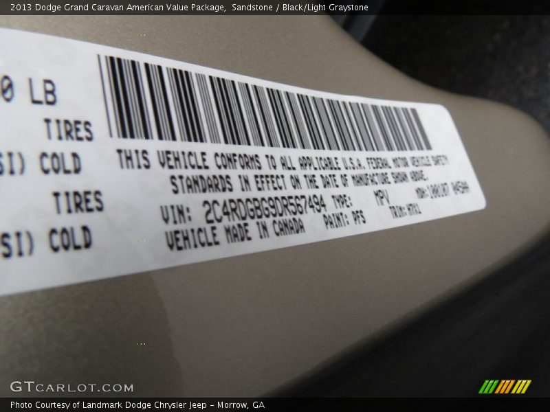 Sandstone / Black/Light Graystone 2013 Dodge Grand Caravan American Value Package