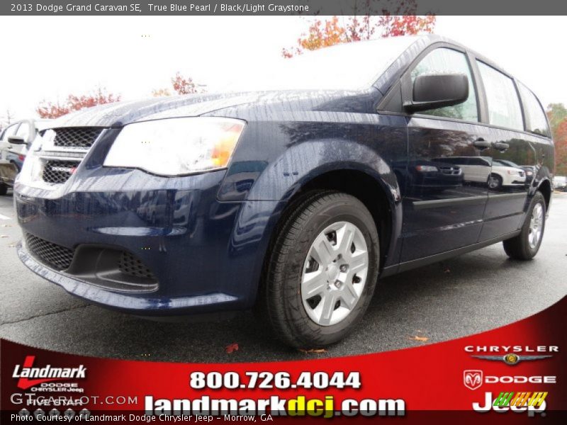 True Blue Pearl / Black/Light Graystone 2013 Dodge Grand Caravan SE
