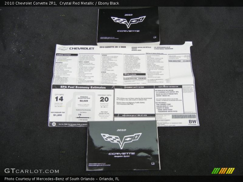 2010 Corvette ZR1 Window Sticker