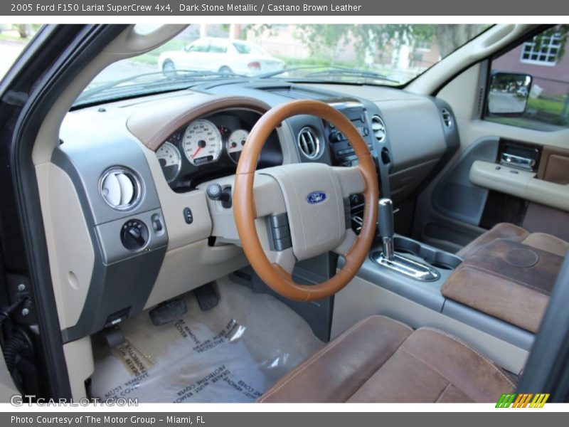Dark Stone Metallic / Castano Brown Leather 2005 Ford F150 Lariat SuperCrew 4x4