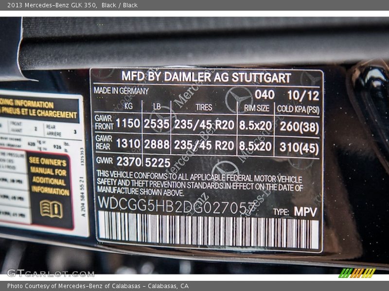Black / Black 2013 Mercedes-Benz GLK 350