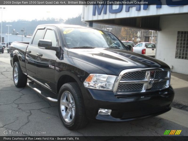 Brilliant Black Crystal Pearl / Dark Slate/Medium Graystone 2009 Dodge Ram 1500 Sport Quad Cab 4x4