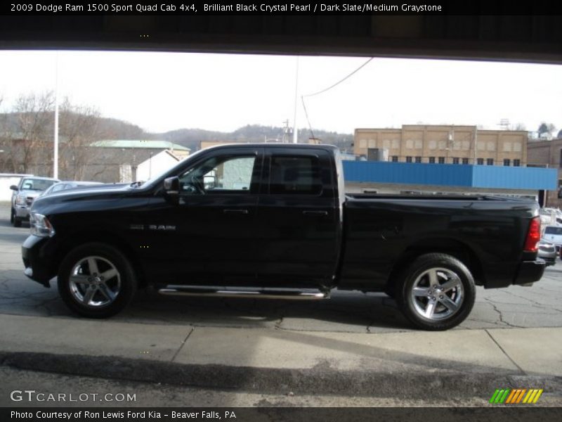 Brilliant Black Crystal Pearl / Dark Slate/Medium Graystone 2009 Dodge Ram 1500 Sport Quad Cab 4x4