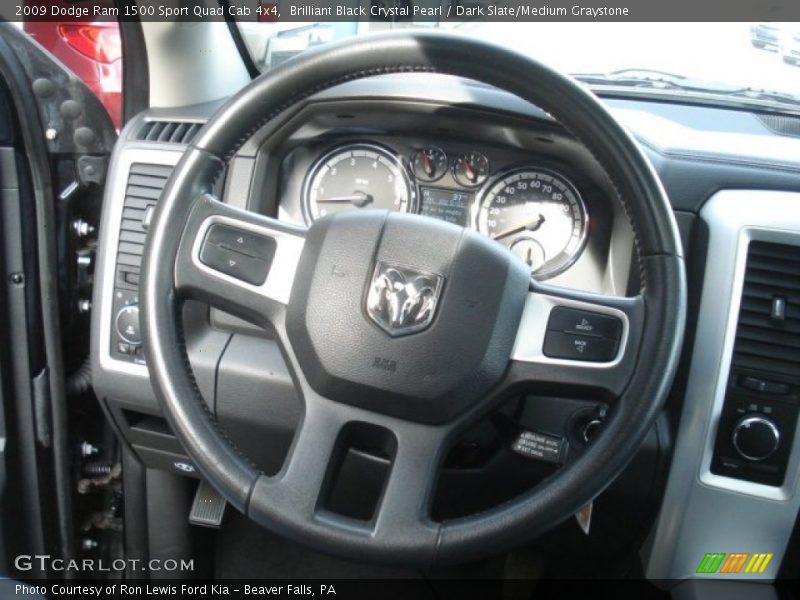 Brilliant Black Crystal Pearl / Dark Slate/Medium Graystone 2009 Dodge Ram 1500 Sport Quad Cab 4x4