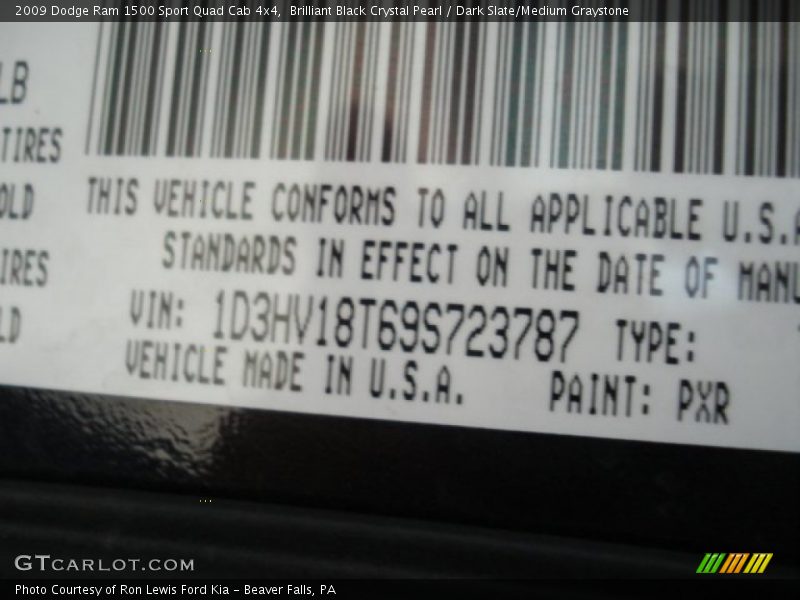 Brilliant Black Crystal Pearl / Dark Slate/Medium Graystone 2009 Dodge Ram 1500 Sport Quad Cab 4x4