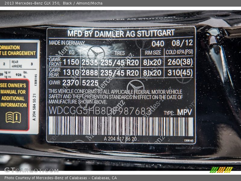 Black / Almond/Mocha 2013 Mercedes-Benz GLK 350