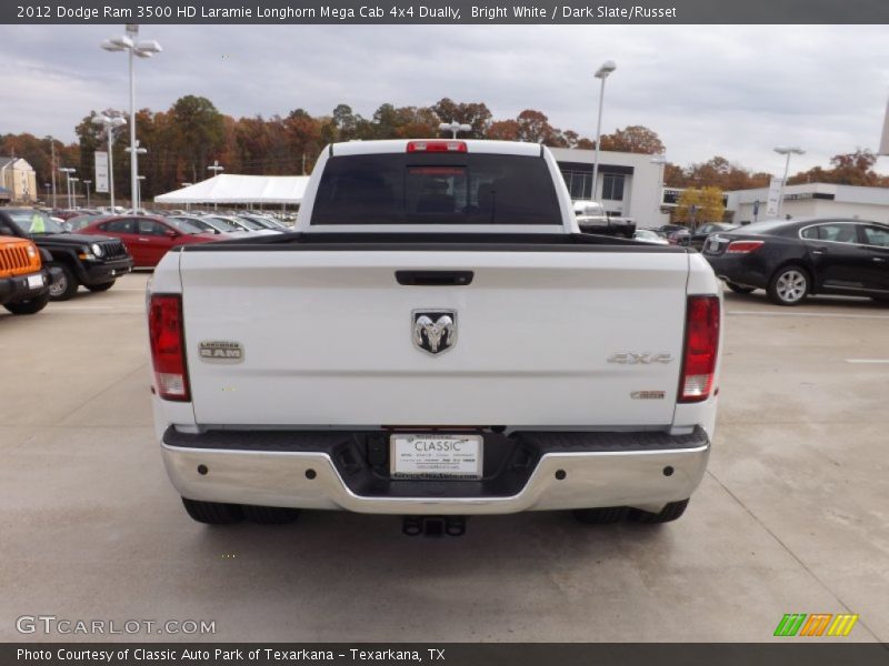 Bright White / Dark Slate/Russet 2012 Dodge Ram 3500 HD Laramie Longhorn Mega Cab 4x4 Dually