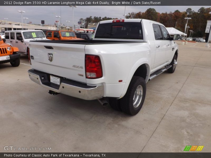 Bright White / Dark Slate/Russet 2012 Dodge Ram 3500 HD Laramie Longhorn Mega Cab 4x4 Dually