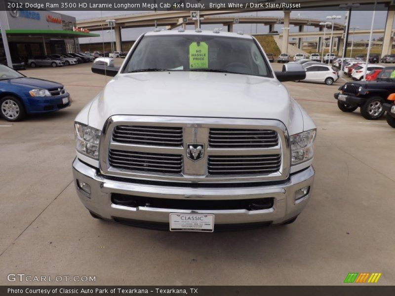 Bright White / Dark Slate/Russet 2012 Dodge Ram 3500 HD Laramie Longhorn Mega Cab 4x4 Dually