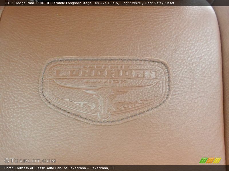 Bright White / Dark Slate/Russet 2012 Dodge Ram 3500 HD Laramie Longhorn Mega Cab 4x4 Dually