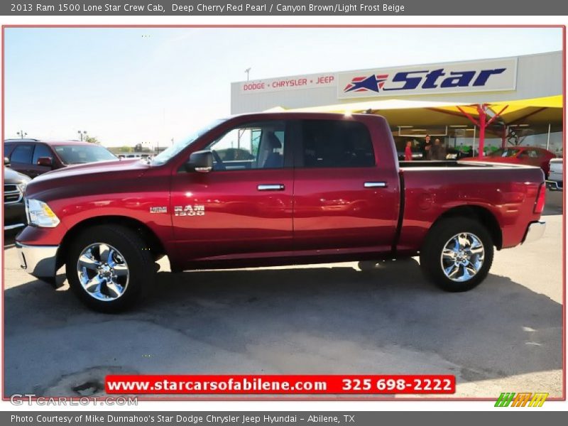 Deep Cherry Red Pearl / Canyon Brown/Light Frost Beige 2013 Ram 1500 Lone Star Crew Cab