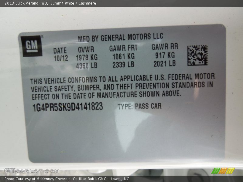 Summit White / Cashmere 2013 Buick Verano FWD