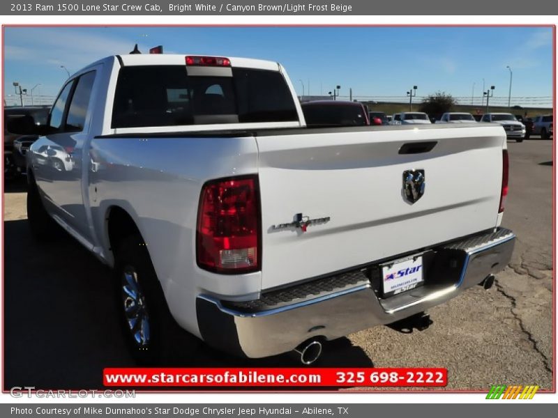 Bright White / Canyon Brown/Light Frost Beige 2013 Ram 1500 Lone Star Crew Cab