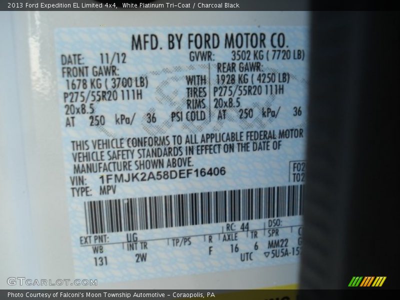 White Platinum Tri-Coat / Charcoal Black 2013 Ford Expedition EL Limited 4x4