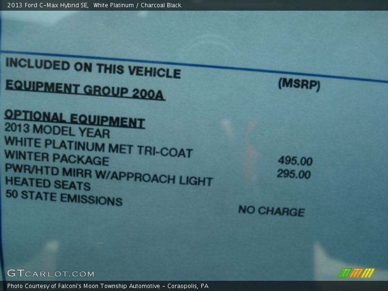  2013 C-Max Hybrid SE Window Sticker