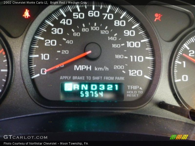 Bright Red / Medium Gray 2002 Chevrolet Monte Carlo LS