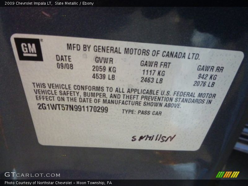Slate Metallic / Ebony 2009 Chevrolet Impala LT