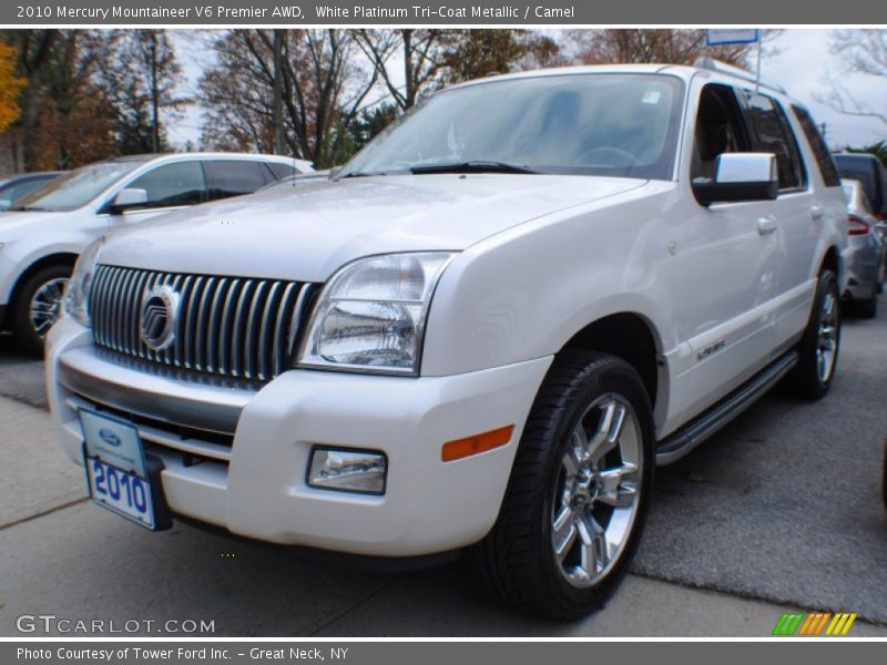 White Platinum Tri-Coat Metallic / Camel 2010 Mercury Mountaineer V6 Premier AWD