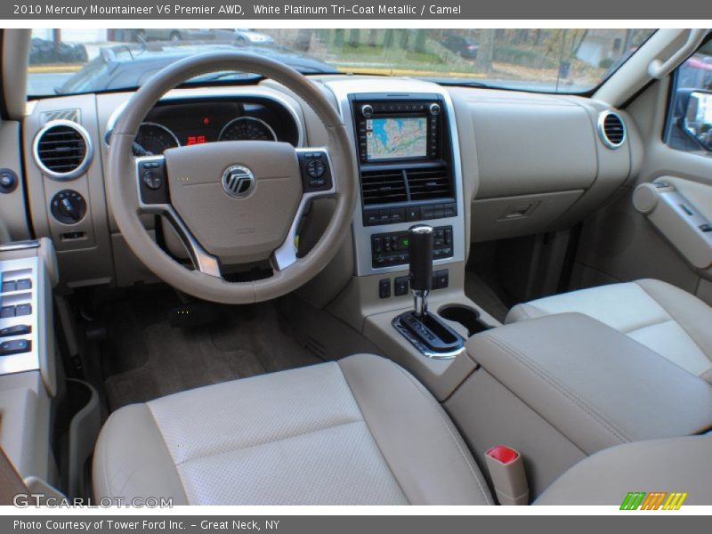 White Platinum Tri-Coat Metallic / Camel 2010 Mercury Mountaineer V6 Premier AWD