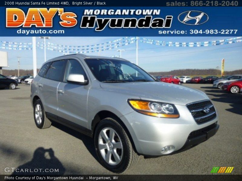 Bright Silver / Black 2008 Hyundai Santa Fe Limited 4WD