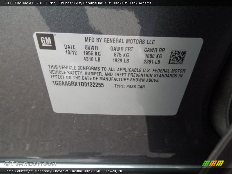 Thunder Gray ChromaFlair / Jet Black/Jet Black Accents 2013 Cadillac ATS 2.0L Turbo