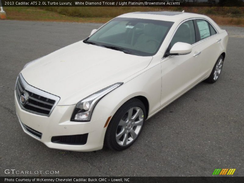 White Diamond Tricoat / Light Platinum/Brownstone Accents 2013 Cadillac ATS 2.0L Turbo Luxury