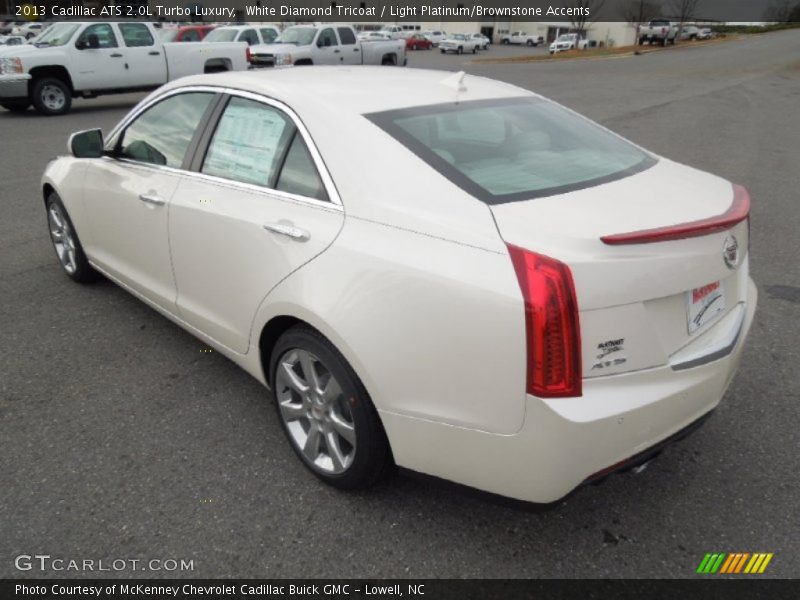 White Diamond Tricoat / Light Platinum/Brownstone Accents 2013 Cadillac ATS 2.0L Turbo Luxury