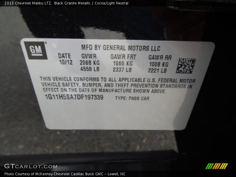 Black Granite Metallic / Cocoa/Light Neutral 2013 Chevrolet Malibu LTZ