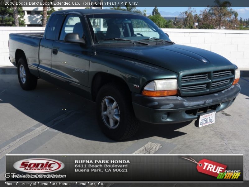 Forest Green Pearl / Mist Gray 2000 Dodge Dakota Sport Extended Cab