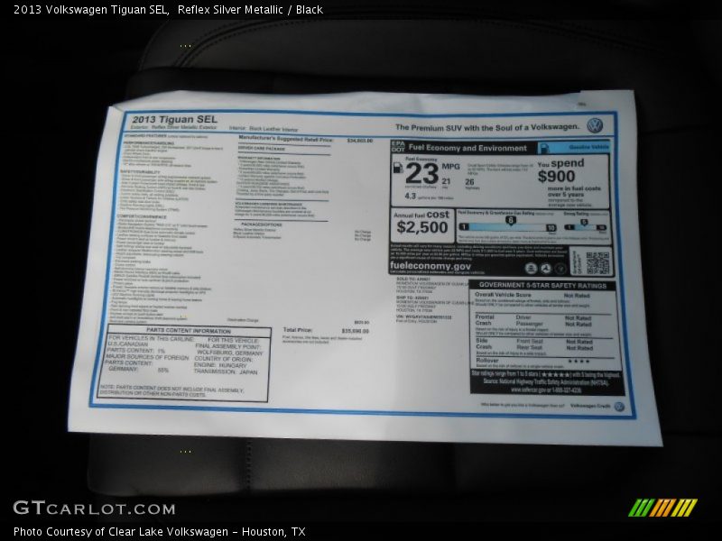 Reflex Silver Metallic / Black 2013 Volkswagen Tiguan SEL