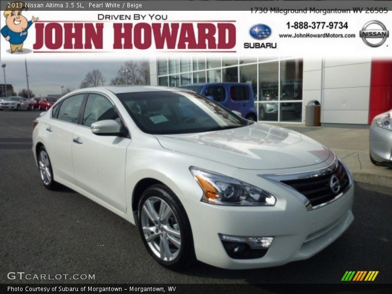 Pearl White / Beige 2013 Nissan Altima 3.5 SL