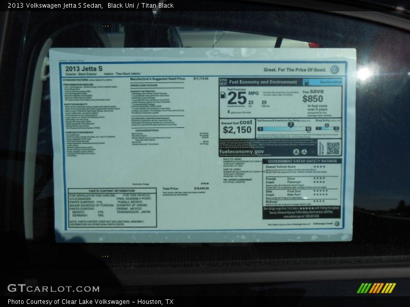 Black Uni / Titan Black 2013 Volkswagen Jetta S Sedan