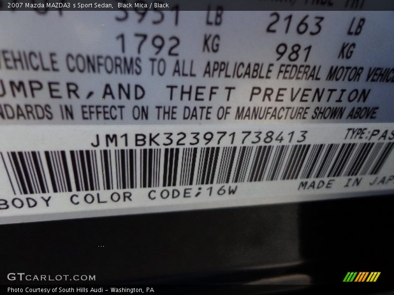 Black Mica / Black 2007 Mazda MAZDA3 s Sport Sedan
