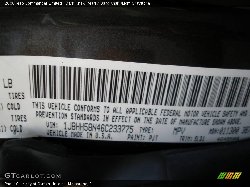 Dark Khaki Pearl / Dark Khaki/Light Graystone 2006 Jeep Commander Limited