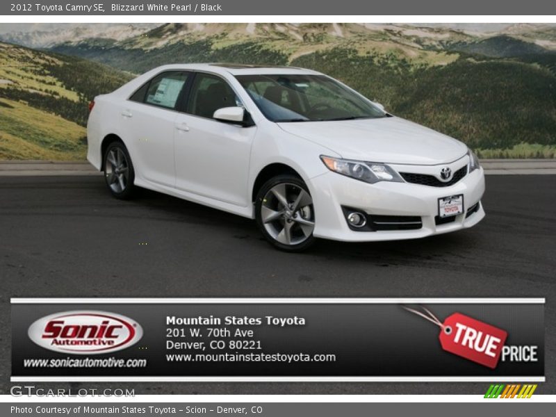 Blizzard White Pearl / Black 2012 Toyota Camry SE