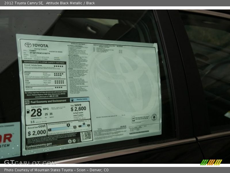 Attitude Black Metallic / Black 2012 Toyota Camry SE