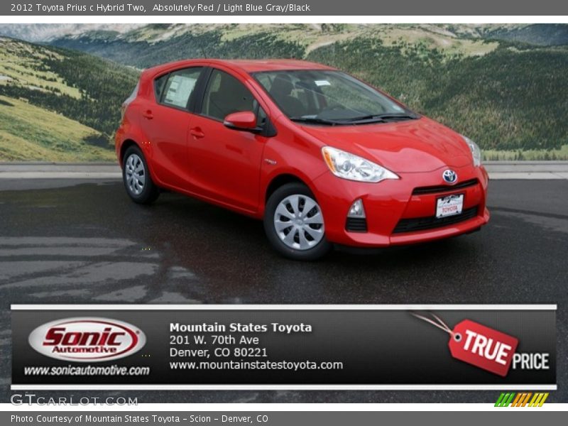 Absolutely Red / Light Blue Gray/Black 2012 Toyota Prius c Hybrid Two