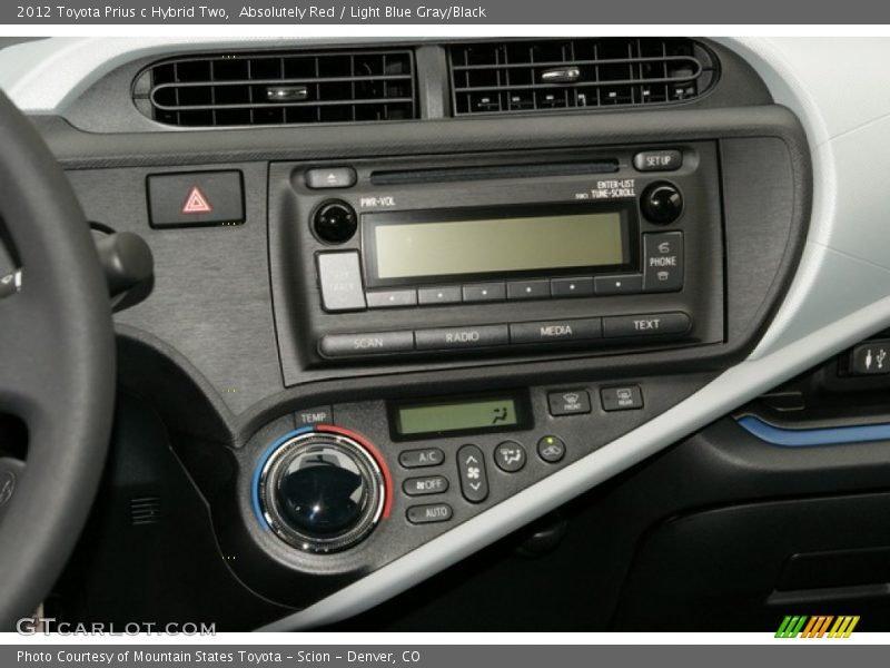 Absolutely Red / Light Blue Gray/Black 2012 Toyota Prius c Hybrid Two