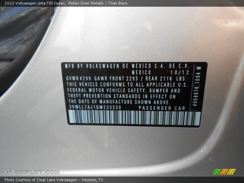 Reflex Silver Metallic / Titan Black 2013 Volkswagen Jetta TDI Sedan