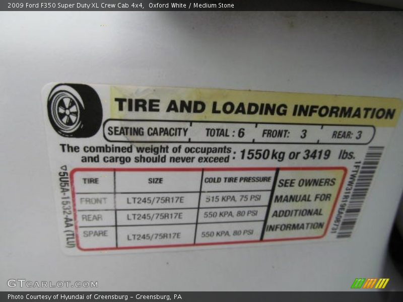 Oxford White / Medium Stone 2009 Ford F350 Super Duty XL Crew Cab 4x4