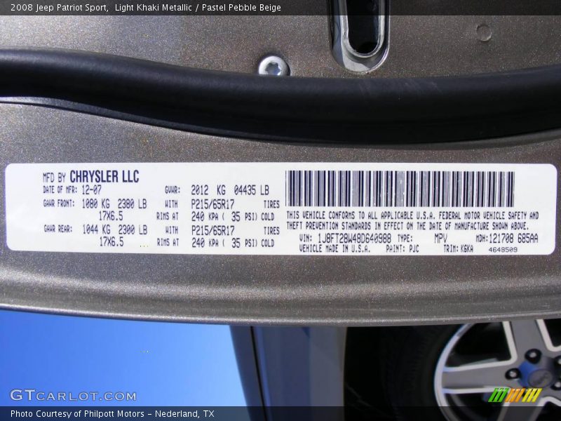 Light Khaki Metallic / Pastel Pebble Beige 2008 Jeep Patriot Sport